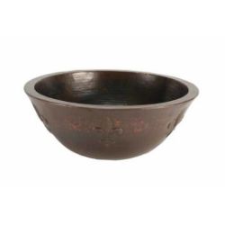 18" Colina Copper Vessel Sink - Fleur de Lis by SoLuna